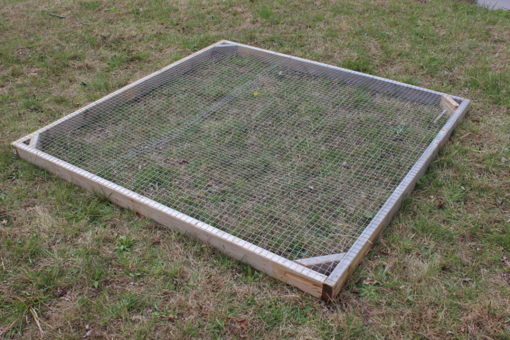 The base of a mobile chicken coop.